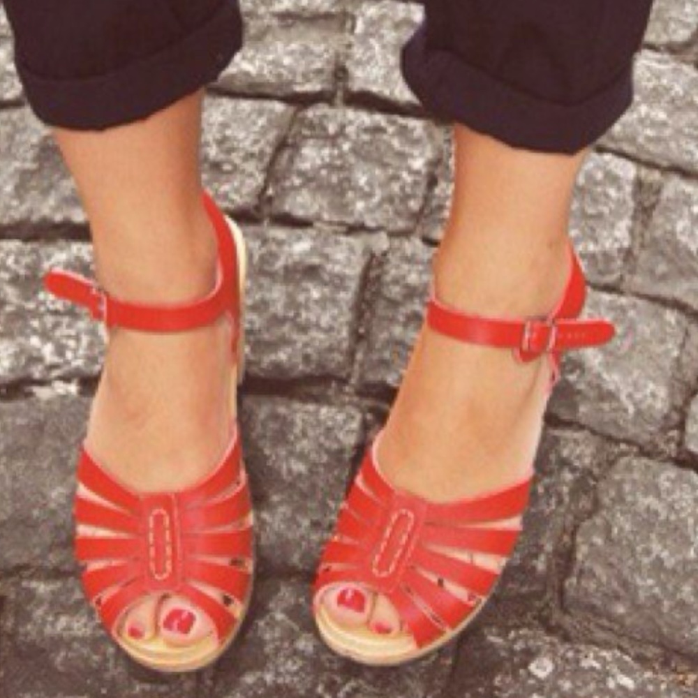 Swedish Hasbeens for H&M Red Clog Sandal 6 36